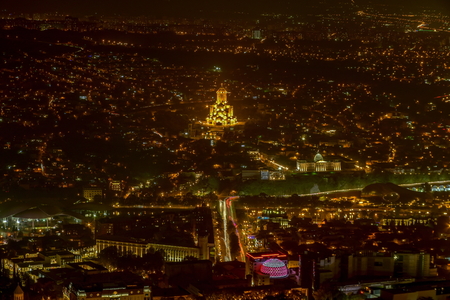 Old Tbilisi, Tbilisi, Georgia, October 17, 2019, Arial view of Tbilisi from Medieval castle of Narikala and Tbilisi city overview, Republic of Georgia, Caucasus regionのeditorial素材