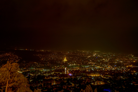 Old Tbilisi, Tbilisi, Georgia, October 17, 2019, Arial view of Tbilisi from Medieval castle of Narikala and Tbilisi city overview, Republic of Georgia, Caucasus regionのeditorial素材