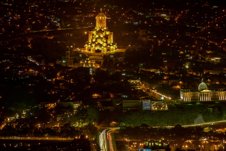 Old Tbilisi, Tbilisi, Georgia, October 17, 2019, Arial view of Tbilisi from Medieval castle of Narikala and Tbilisi city overview, Republic of Georgia, Caucasus regionのeditorial素材
