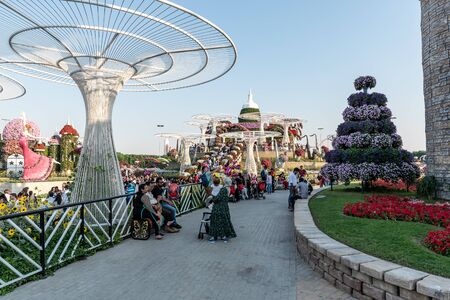 Dubai, United Arab Emirates, December 01, 2019, Dubai Miracle Garden located in the district of Dubailand is one of a kind in the region and the world for such a unique display and extravagant outdoor recreational destination visited by lot of people in winter time.の写真素材