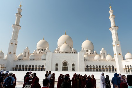 Sheikh Zayed Mosque, Abu Dhabi, United Arab Emirates, December 02, 2019, the view of the Mosque, there lot of visitors and tourist visit the Mosque every dayのeditorial素材