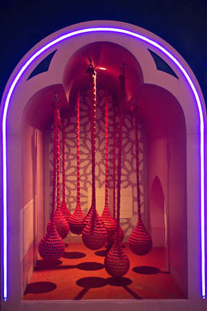 Dubai slyline from Dubai Creek Harbour and Dubai canal to Downtown and Business Bay, United Arab Emiratesの写真素材