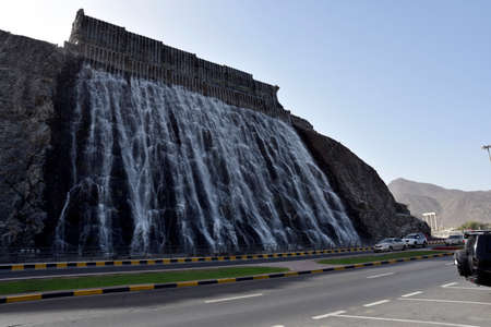 Khorfakkan amphitheater, Al Fujairah, United Arab Emirates March 22, 2021, the view of Khorfakkan amphitheater and the cityのeditorial素材