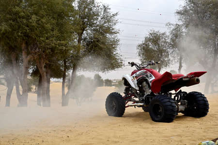 Dubai, United Arab Emirates â€“ February 13, 2022, The view of Yamaha Raptor 700R in Dubai...