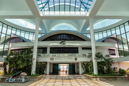 Labuan, Malaysia-June 06, 2021: View of the street in center of the city of Labuan island, Malaysia, Labuan town is the capital of the Federal Territory of Labuan in Malaysia.のeditorial素材