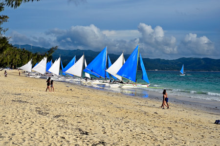 Boracay Island, Philippines, July 10, 2022, tourist spot in central Philippines, lot of visitors coming from country and around the world.の写真素材