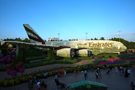Dubai, United Arab Emirates, December 11, 2022, Dubai Miracle Garden located in the district of Dubailand is one of a kind in the region and the world for such a unique display and extravagant outdoor recreational destination visited by lot of people in wのeditorial素材