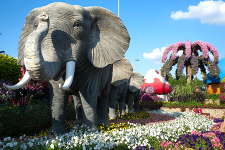 Dubai, United Arab Emirates, December 11, 2022, Dubai Miracle Garden located in the district of Dubailand is one of a kind in the region and the world for such a unique display and extravagant outdoor recreational destination visited by lot of people in wのeditorial素材