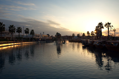 Dubai Global Village, Dubai, United Arab Emirates, January 8, 2023, The view of Global Village in the Eveningのeditorial素材
