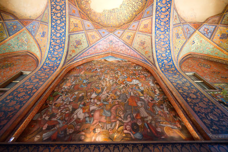 Isfahan, Iran â€“ December 11, 2025: Tourists visiting the historic Chehel Sotoun Palace, a...