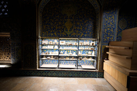This high-resolution image showcases the breathtaking interior of the Sheikh Lotfollah Mosque, an...