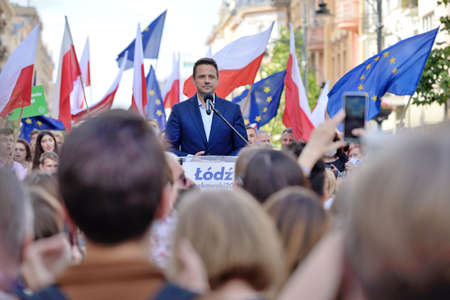 Presidential election 2020. Rafal Trzaskowski in Lodz city - 03 June 2020, Lodz, Polandのeditorial素材