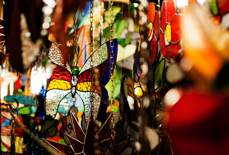 colorful butterfly made of colorful glass handmadeの写真素材