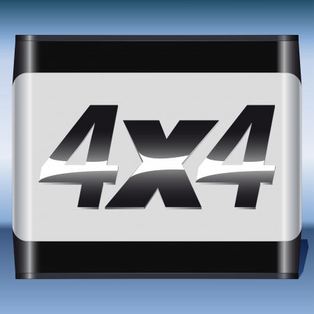 chrome emblem of the 4x4 on aluminum platformのイラスト素材