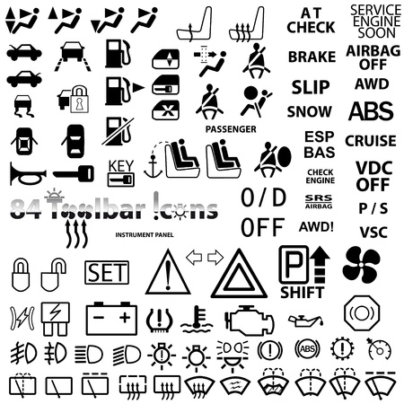 eighty-four Automobile toolbar Iconsのイラスト素材