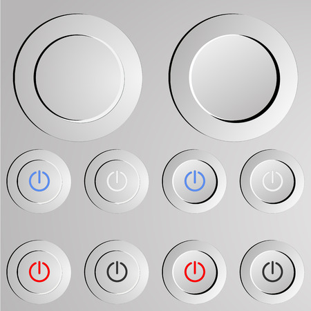 Metal switch button. on / offのイラスト素材