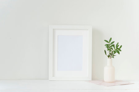 White frame mockup with vase