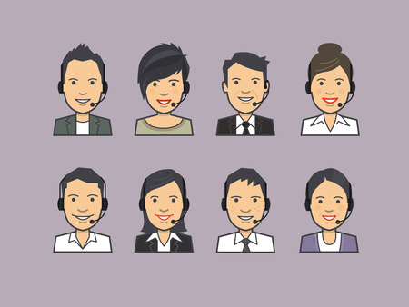 People avatar icons. Set of faces in line style.のイラスト素材