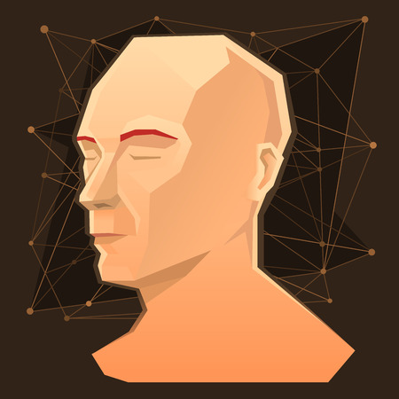 Vector illustration of human head. The concept of human mind, imagination, science and creativity.のイラスト素材