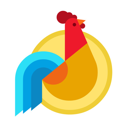Rooster icon or logo flat vector style.のイラスト素材