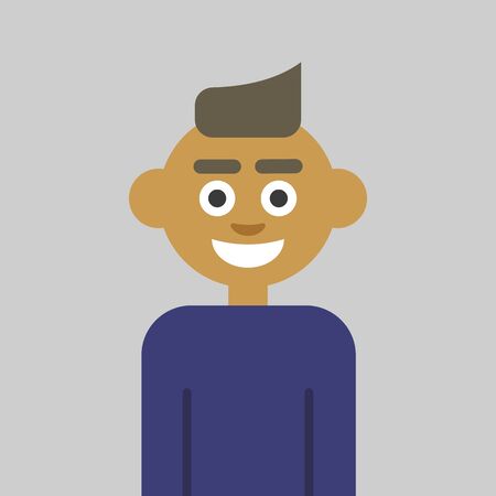 A funny happy man. Avatar on a light gray background.のイラスト素材