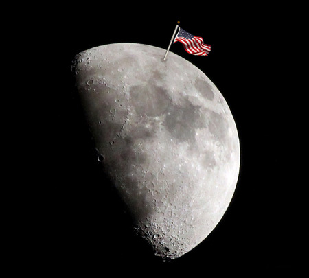 American Flag on the Moonの写真素材