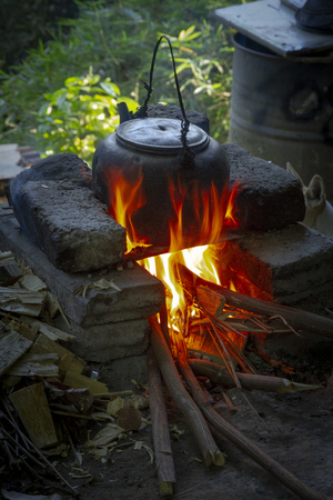 A traditional stove outdoorの写真素材