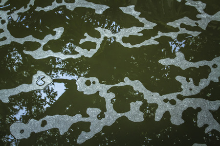Foam patterns on the river water surface