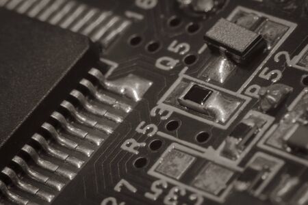 Macro shot electronic microchip close-up pictureの写真素材