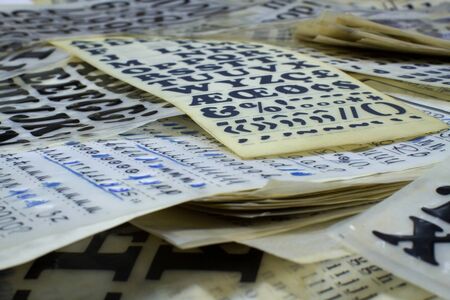Retro vintage transfer lettering, rub down lettersの写真素材