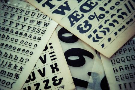 Retro vintage transfer lettering, rub down lettersの写真素材