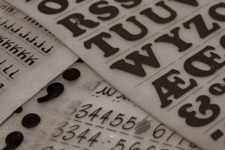 Retro vintage transfer lettering, rub down lettersの写真素材