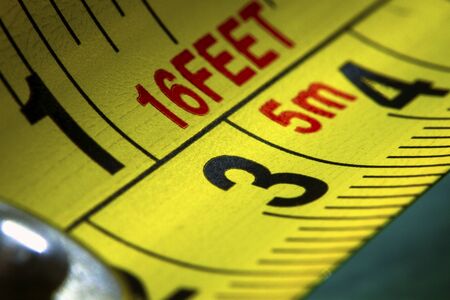 Macro shot measuring tape in a close-up pictureの写真素材