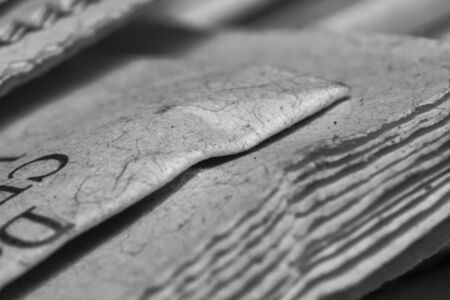 Macro shots a newspaper closeup pictureの写真素材