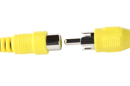 yellow pin and socket are isolated on white