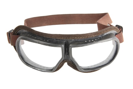 transparent protective glasses isolated on white backgroundの写真素材