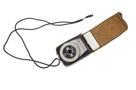 black analogue exposure meter isolated on white background