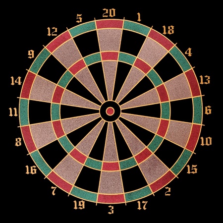 colorful darts target isolated on black backgroundの写真素材