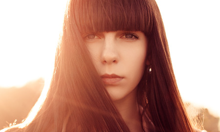 portrait of a beautiful girl close up  fashionの写真素材