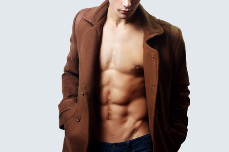 Muscular male torso chest, power, fitness, young