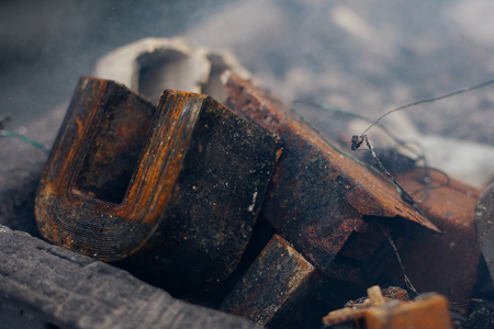 Scattered metal details. rusty metal parts. backgroundの写真素材