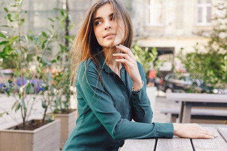 People, beauty, fashion, lifestyle and color concept - Outdoor full body portrait of young beautiful...