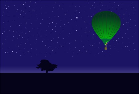 Flight by a balloon. Vector. Without mesh.のイラスト素材