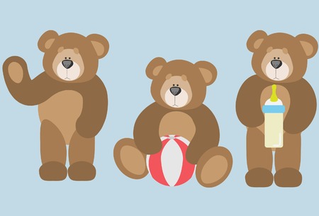 Toy bear in different poses.Vector. Without mesh.のイラスト素材