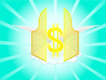 Dollar symbol behind a heaven gate.Vector.Made with mesh.のイラスト素材