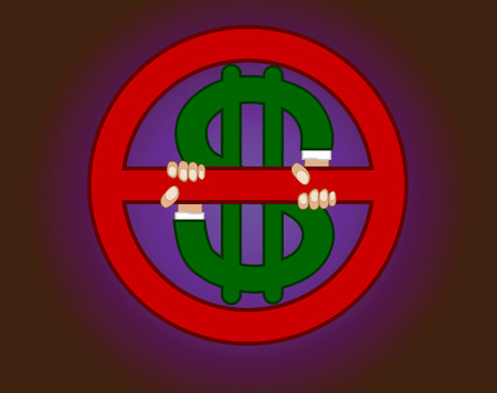 Symbol of an interdiction of money.Vector.Without mesh.のイラスト素材