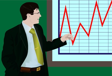 The businessman about the schedule. Vector. Without mesh. のイラスト素材