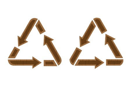 wooden recycling icon. A vector. Without mesh.のイラスト素材