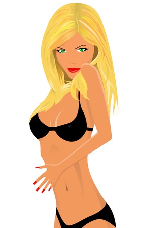 The blonde in a bathing suit. A vector. Without mesh.のイラスト素材
