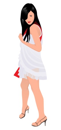 The young girl in dress. A vector. Without mesh.のイラスト素材